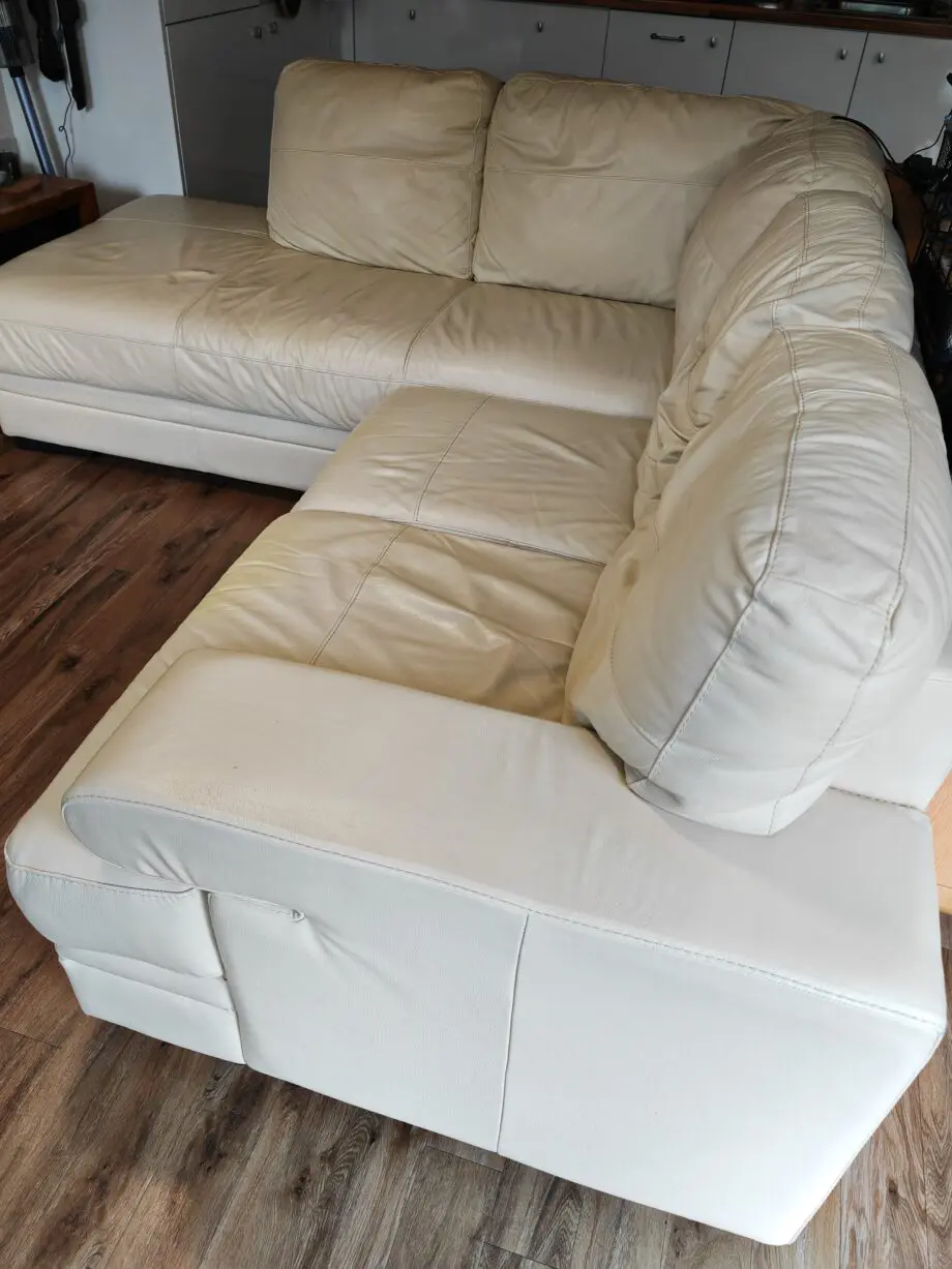 Harvey cream leather corner sofa