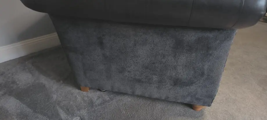 2 Sofology Leather and fabric Persia loveseat full back chesterfield style smoke/mustard