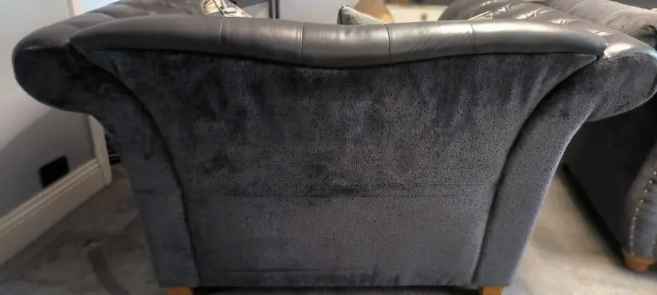 2 Sofology Leather and fabric Persia loveseat full back chesterfield style smoke/mustard
