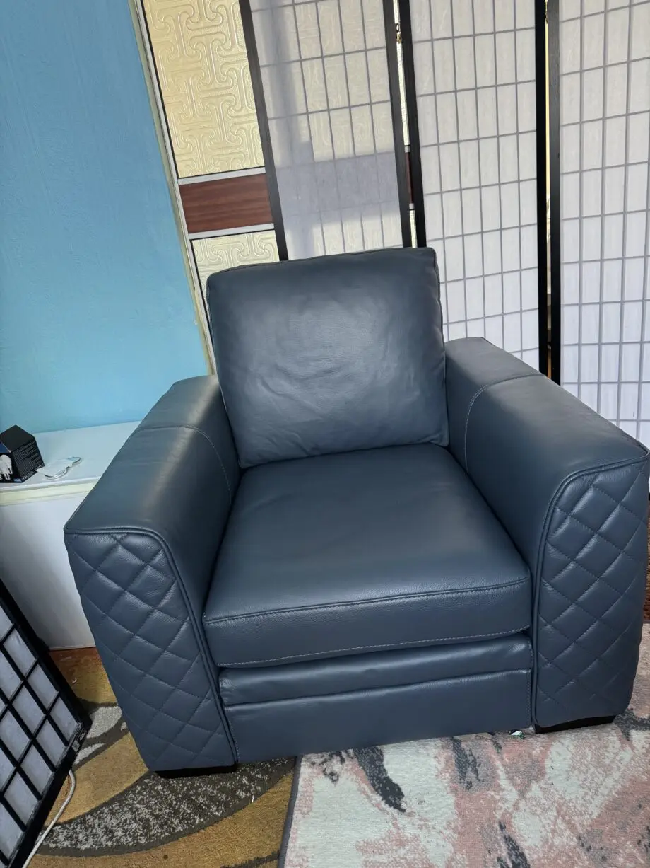 DFS New Club Leather Denim Blue Armchair