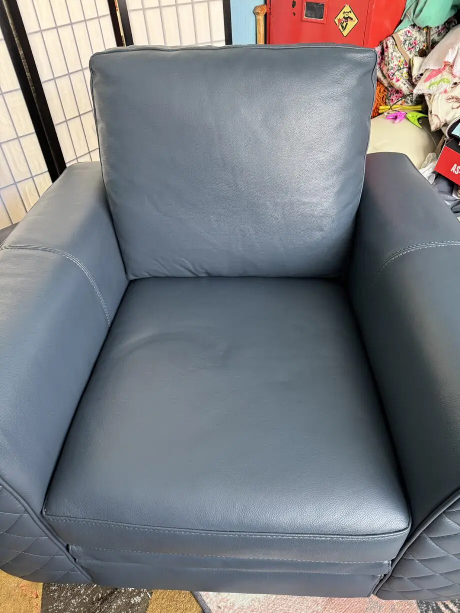 DFS New Club Leather Denim Blue Armchair