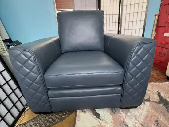 DFS New Club Leather Denim Blue Armchair