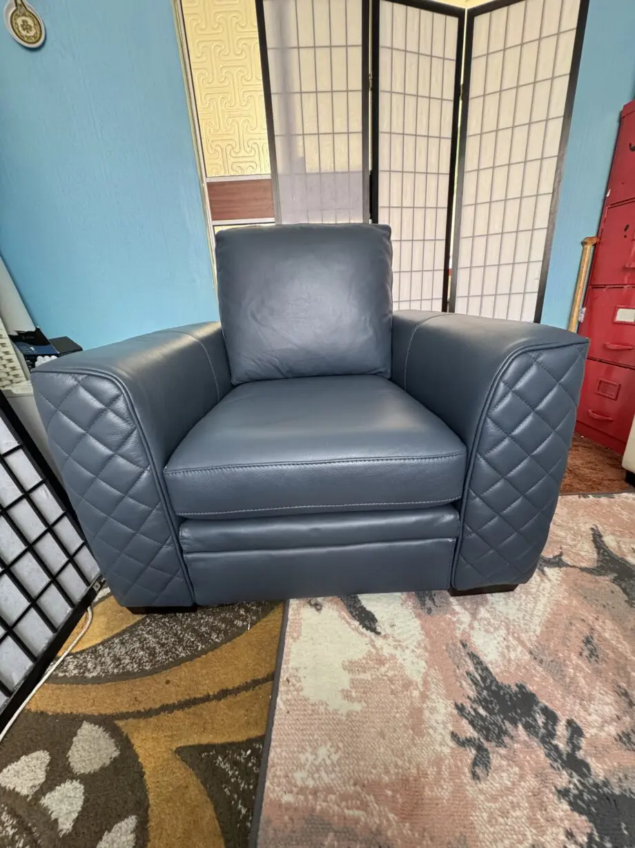 DFS New Club Leather Denim Blue Armchair