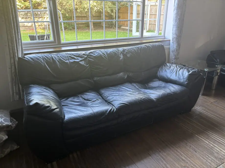 DFS Faux Leather Black Sofa