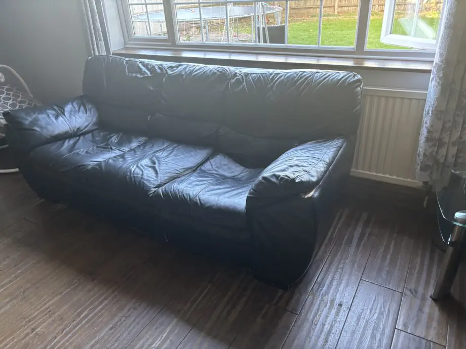 DFS Faux Leather Black Sofa