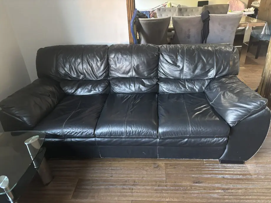 DFS Faux Leather Black Sofa