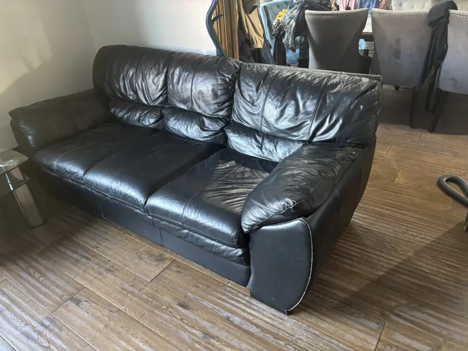 DFS Faux Leather Black Sofa