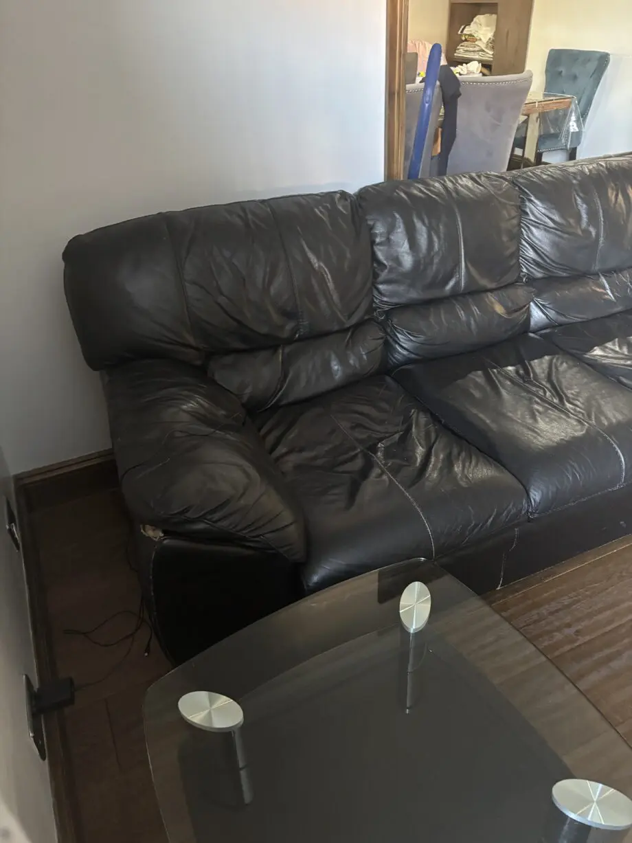 DFS Faux Leather Black Sofa