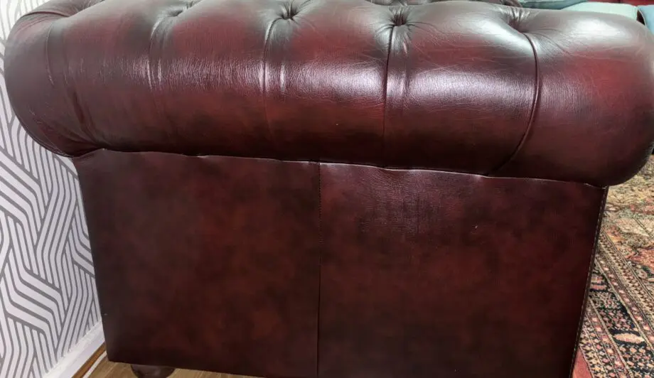 Saxon Chesterfield 3 Seater Leather Sofa - Maroon