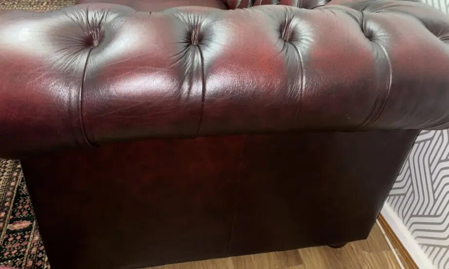 Saxon Chesterfield 3 Seater Leather Sofa - Maroon