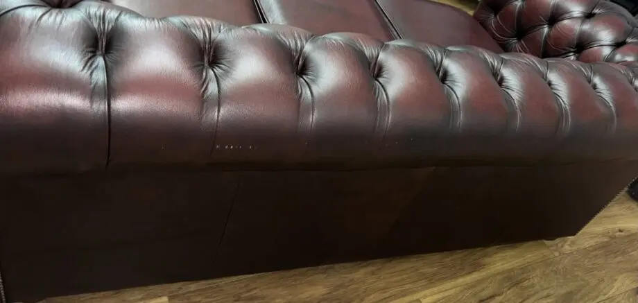 Saxon Chesterfield 3 Seater Leather Sofa - Maroon