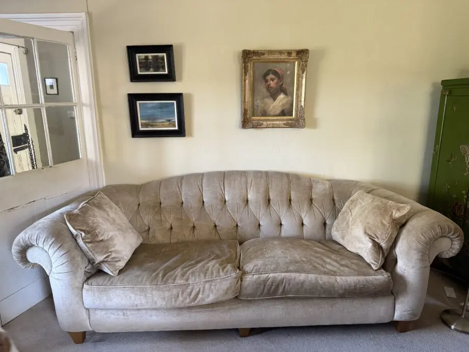 John Sankey velvet Chesterfield sofa