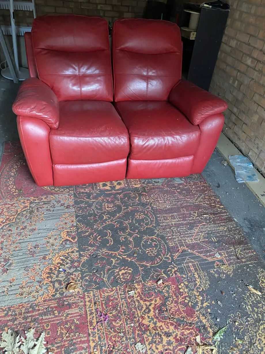 Harveys red leather 2 seater sofa