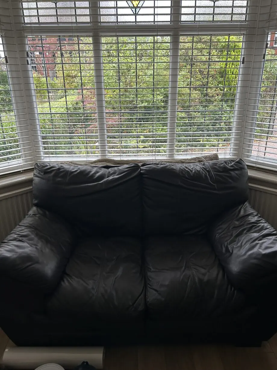 DFS Brown Leather three piece suite