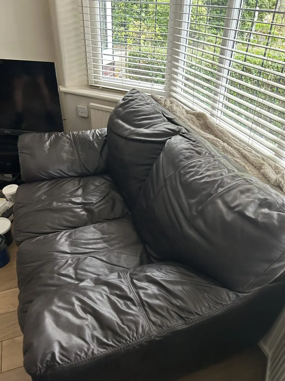 DFS Brown Leather three piece suite