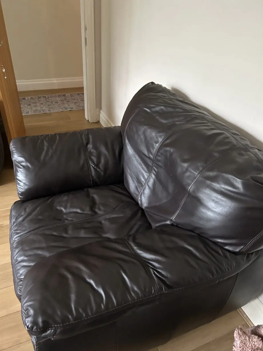 DFS Brown Leather three piece suite