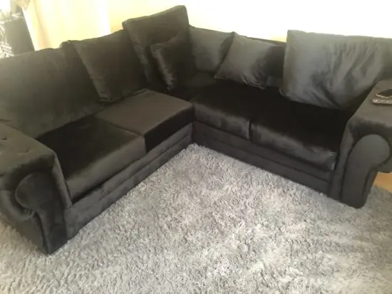 5 seater plush black corner sofa