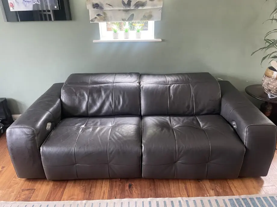 Divani Italian Made Black Leather Double Power Full Recliner