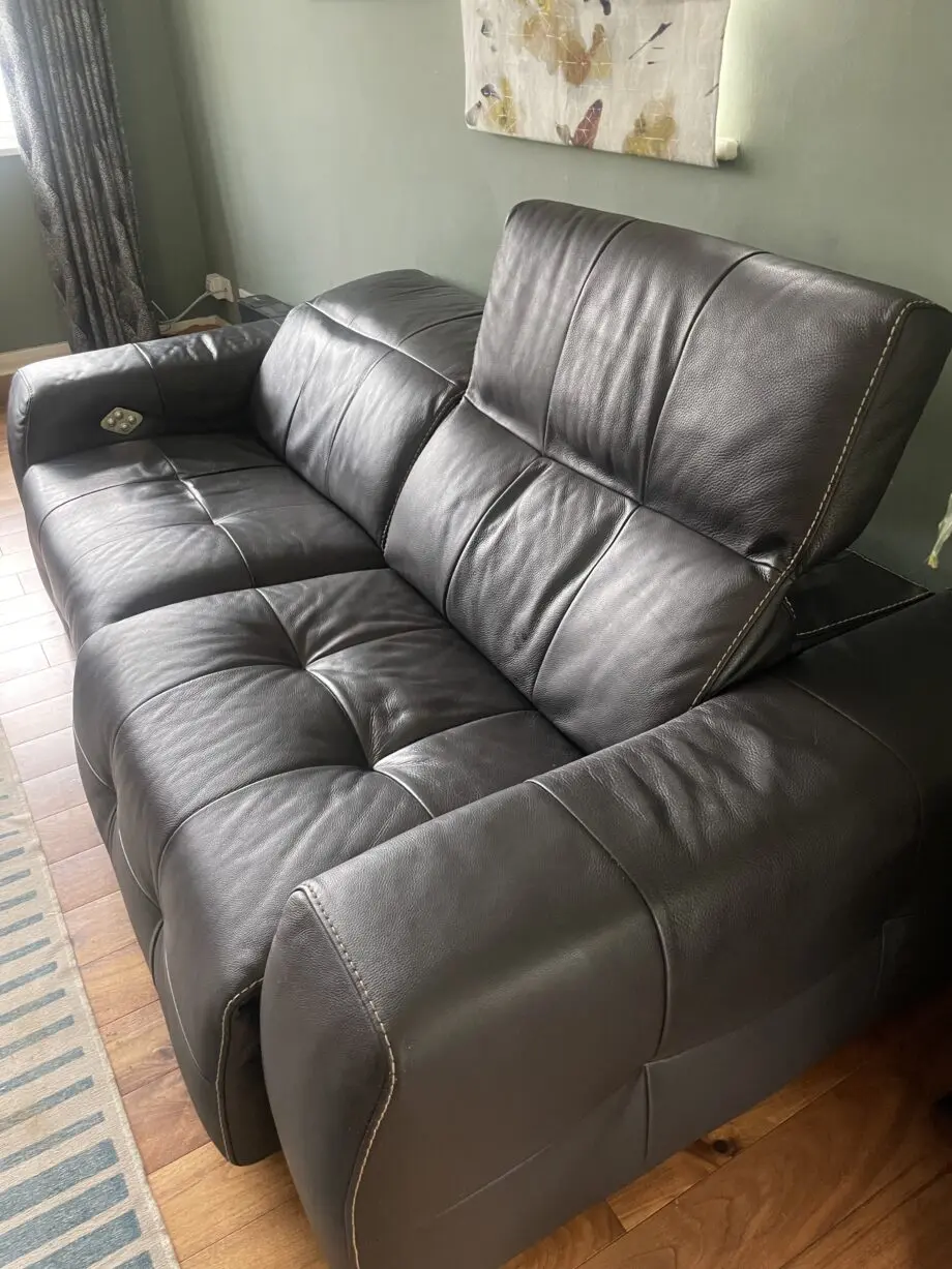 Divani Italian Made Black Leather Double Power Full Recliner