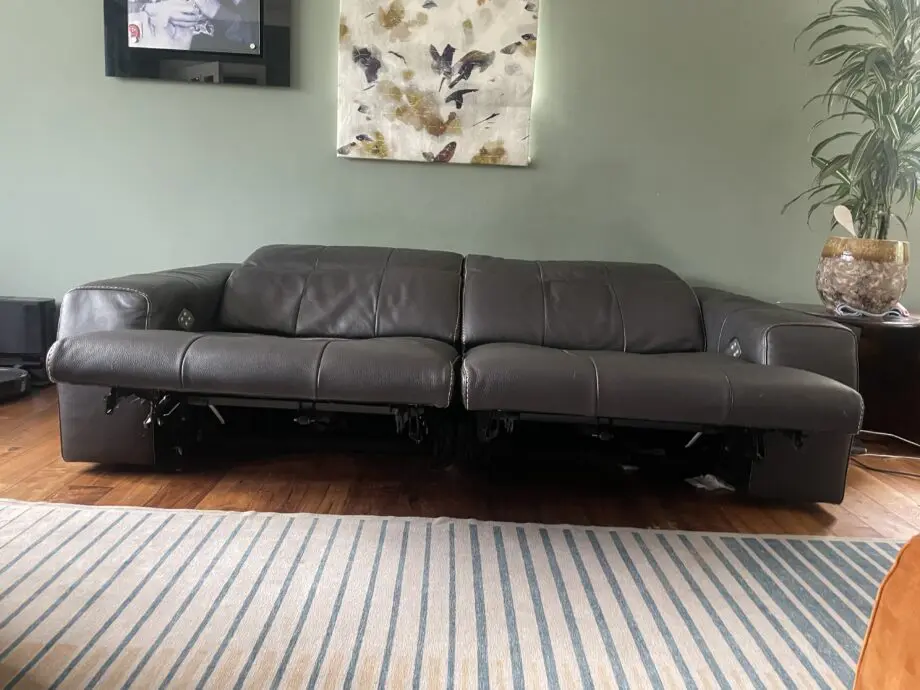 Divani Italian Made Black Leather Double Power Full Recliner