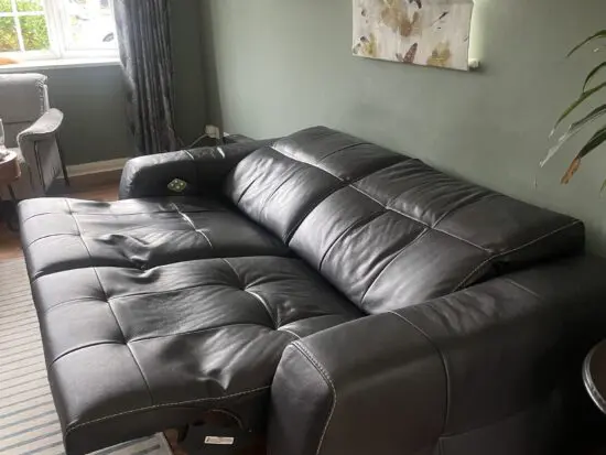 Divani Italian Made Black Leather Double Power Full Recliner