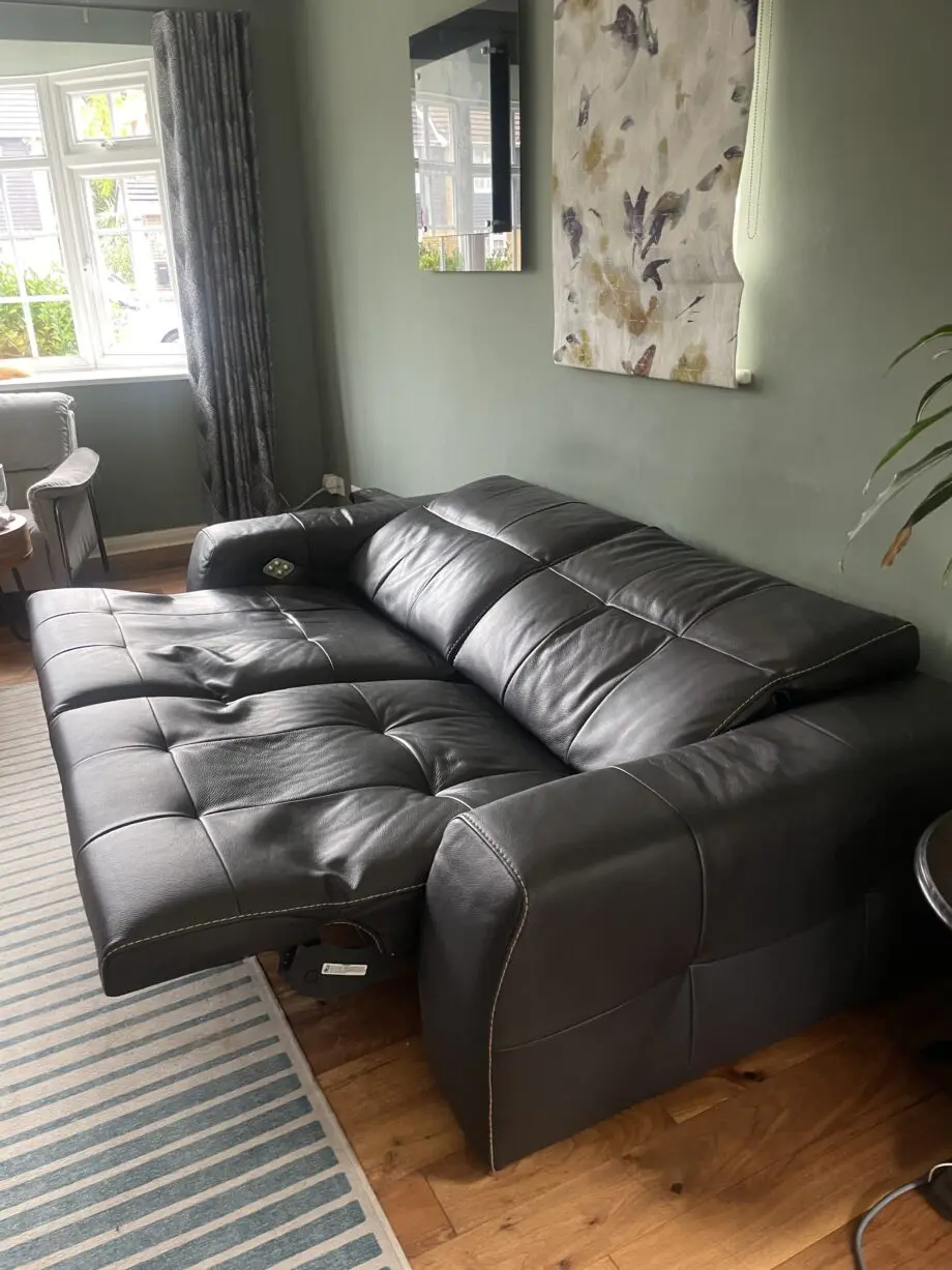 Divani Italian Made Black Leather Double Power Full Recliner