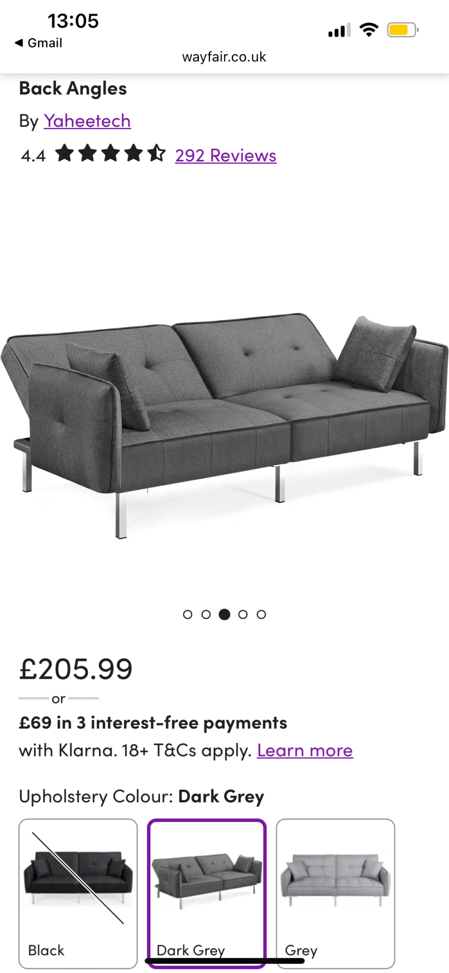 Grey 3 seater recliner sofa