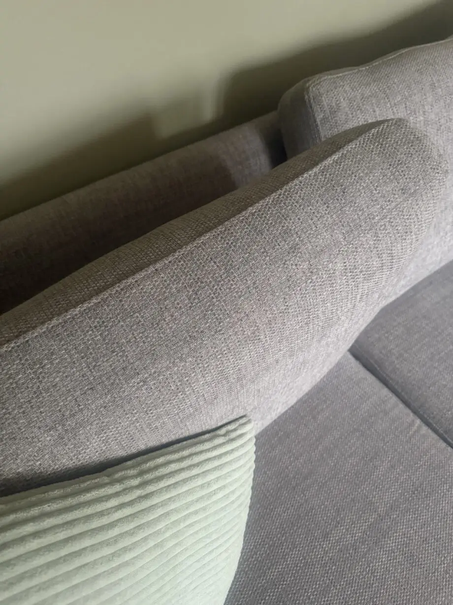 DFS grey chenille 3 Seater sofa with matching storage footstool