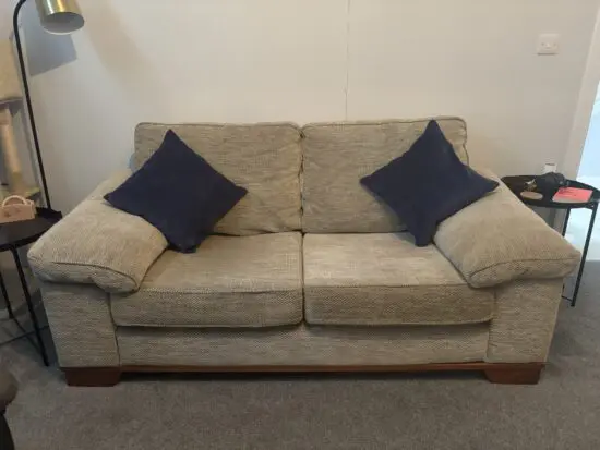 Yeoman Beige Fabric Sofa – 2-Seater, Deep Cushions