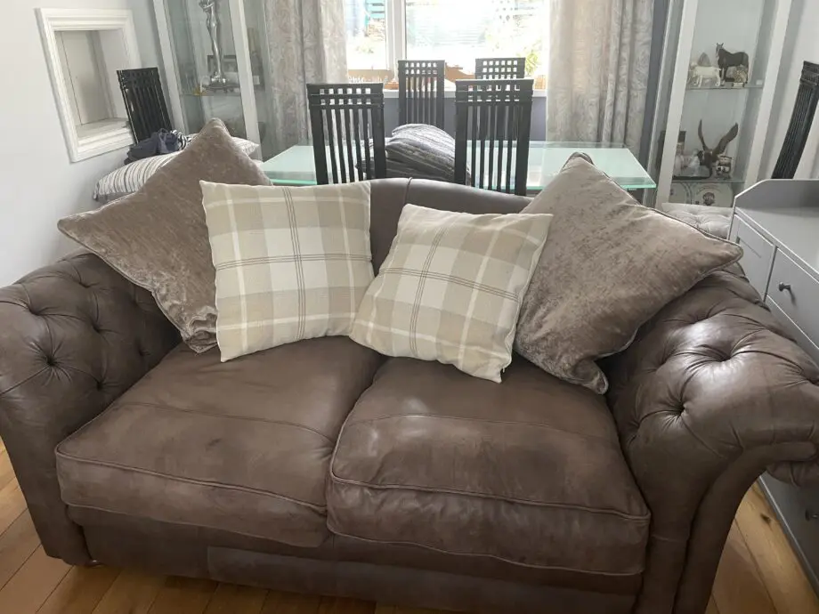 DFS Brown Leather Sofa