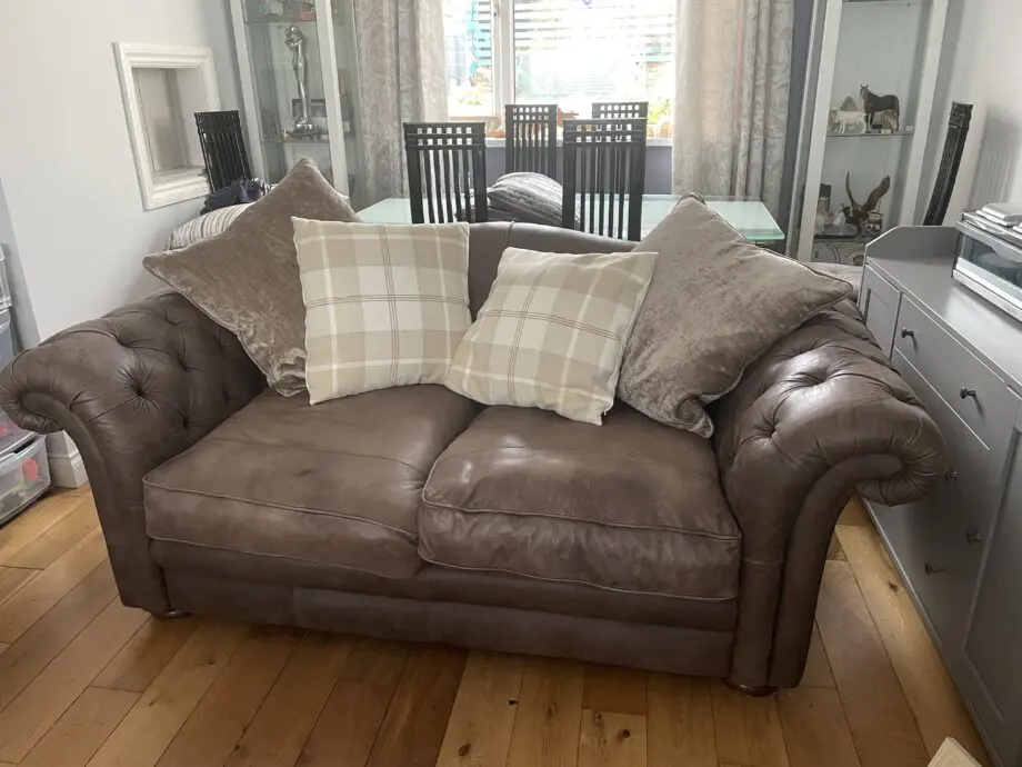 DFS Brown Leather Sofa