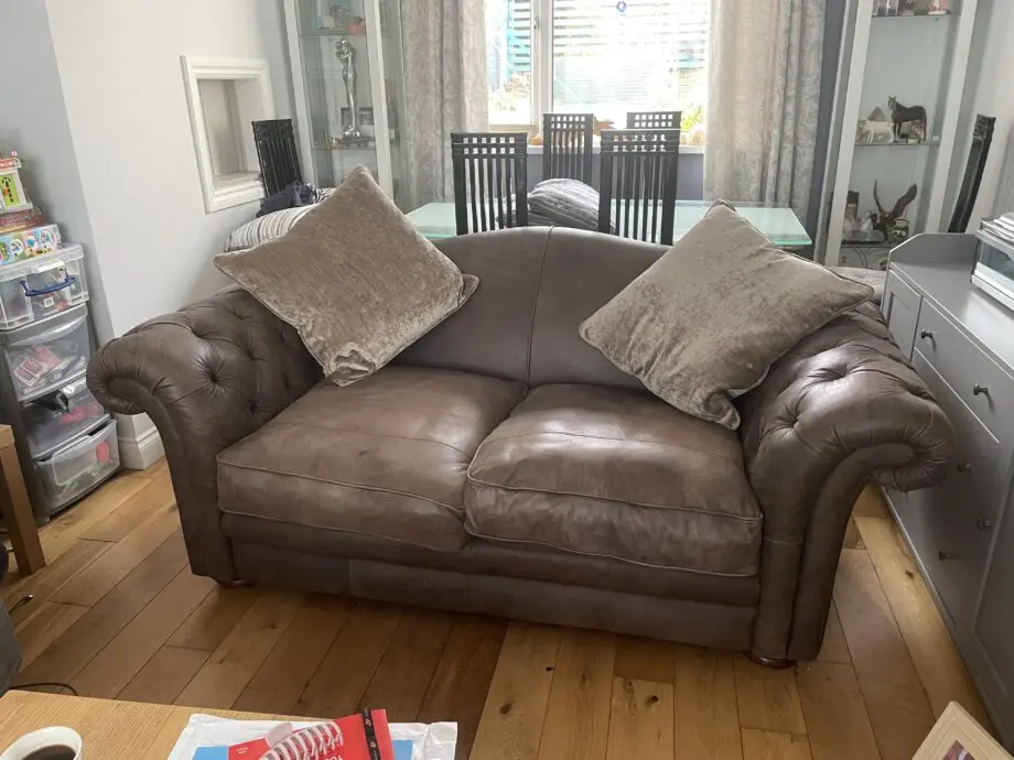 DFS Brown Leather Sofa