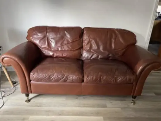 Laura Ashley Mortimer Brown Leather 3 seater sofa