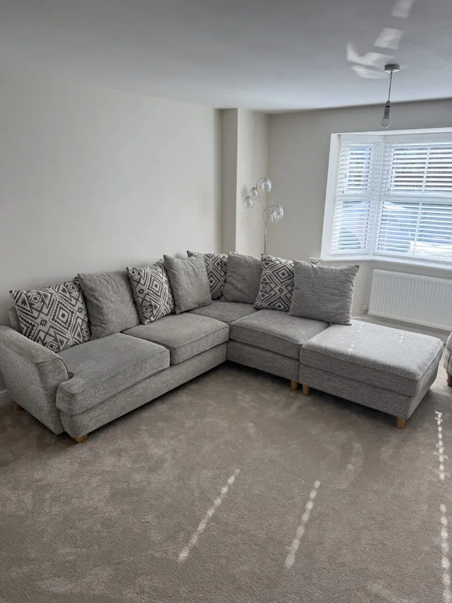 SCS Grey Corner Sofa with Pouffe