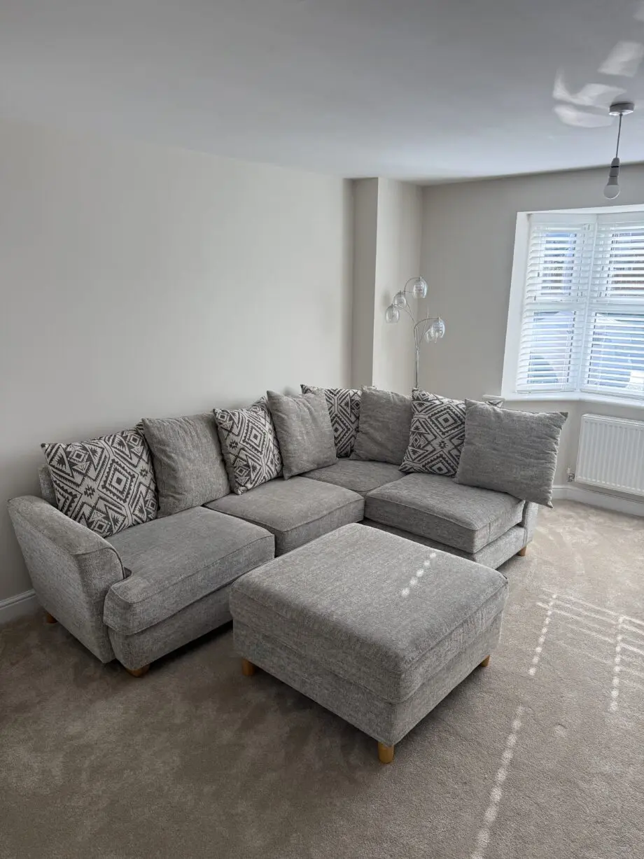SCS Grey Corner Sofa with Pouffe