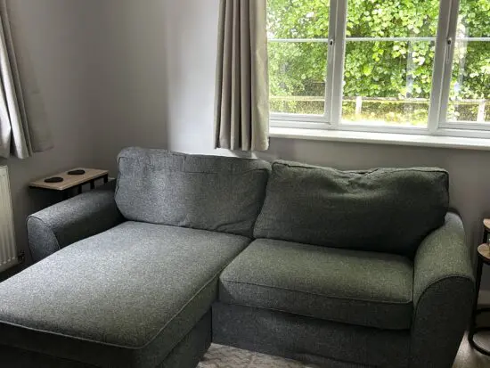 L shaped sofa and arm chair