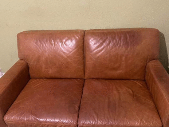 Leather brown colour sofa