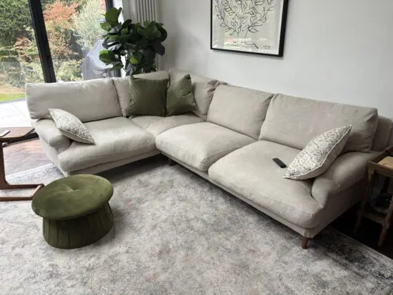 Loaf dawdler corner left hand sofa breadcrumb laundered linen