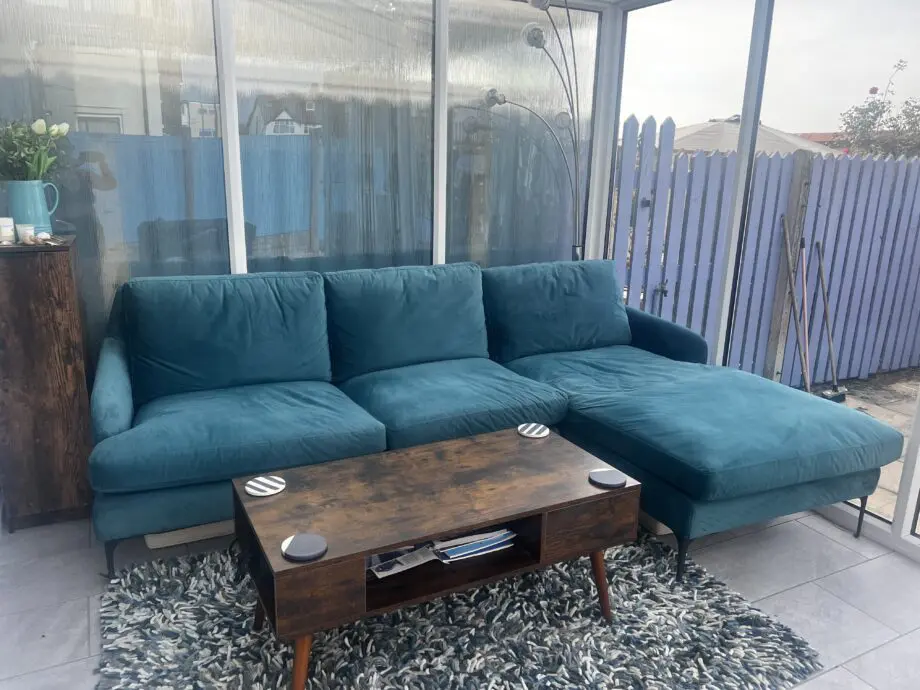 Chaise sofa 3 seater in teal