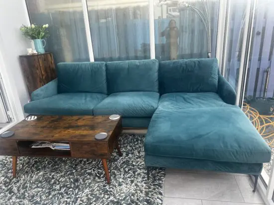 Chaise sofa 3 seater in teal