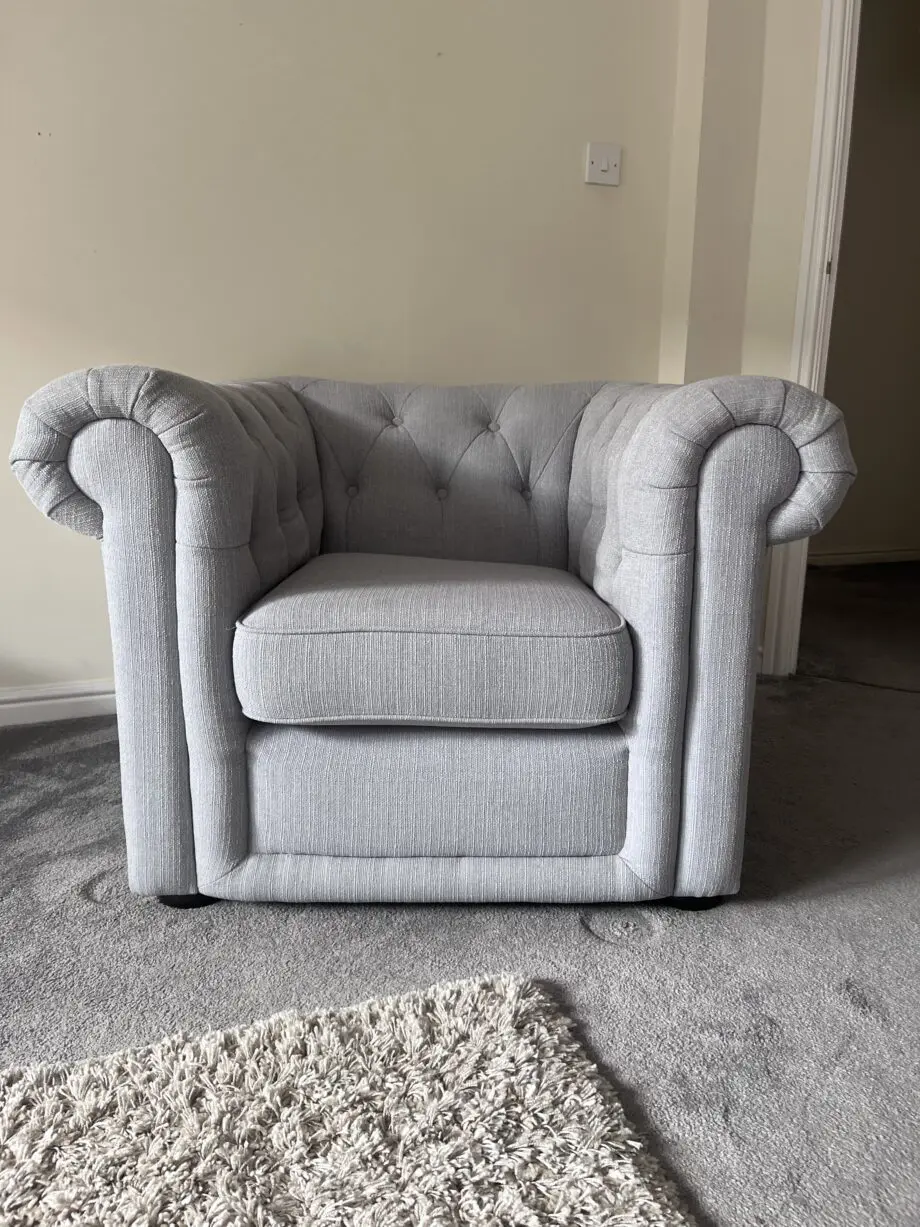 DFS grey sofa and chair