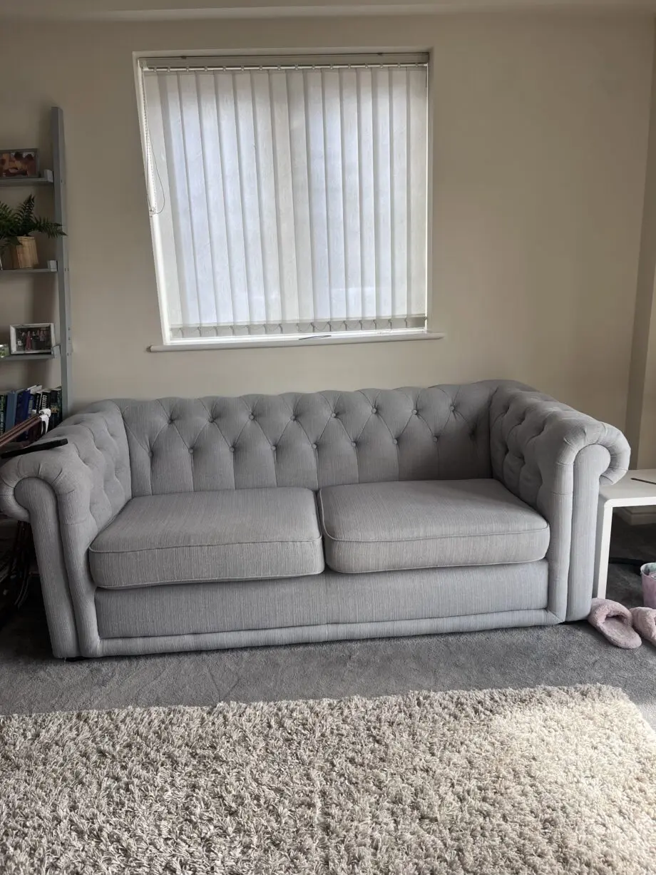 DFS grey sofa and chair