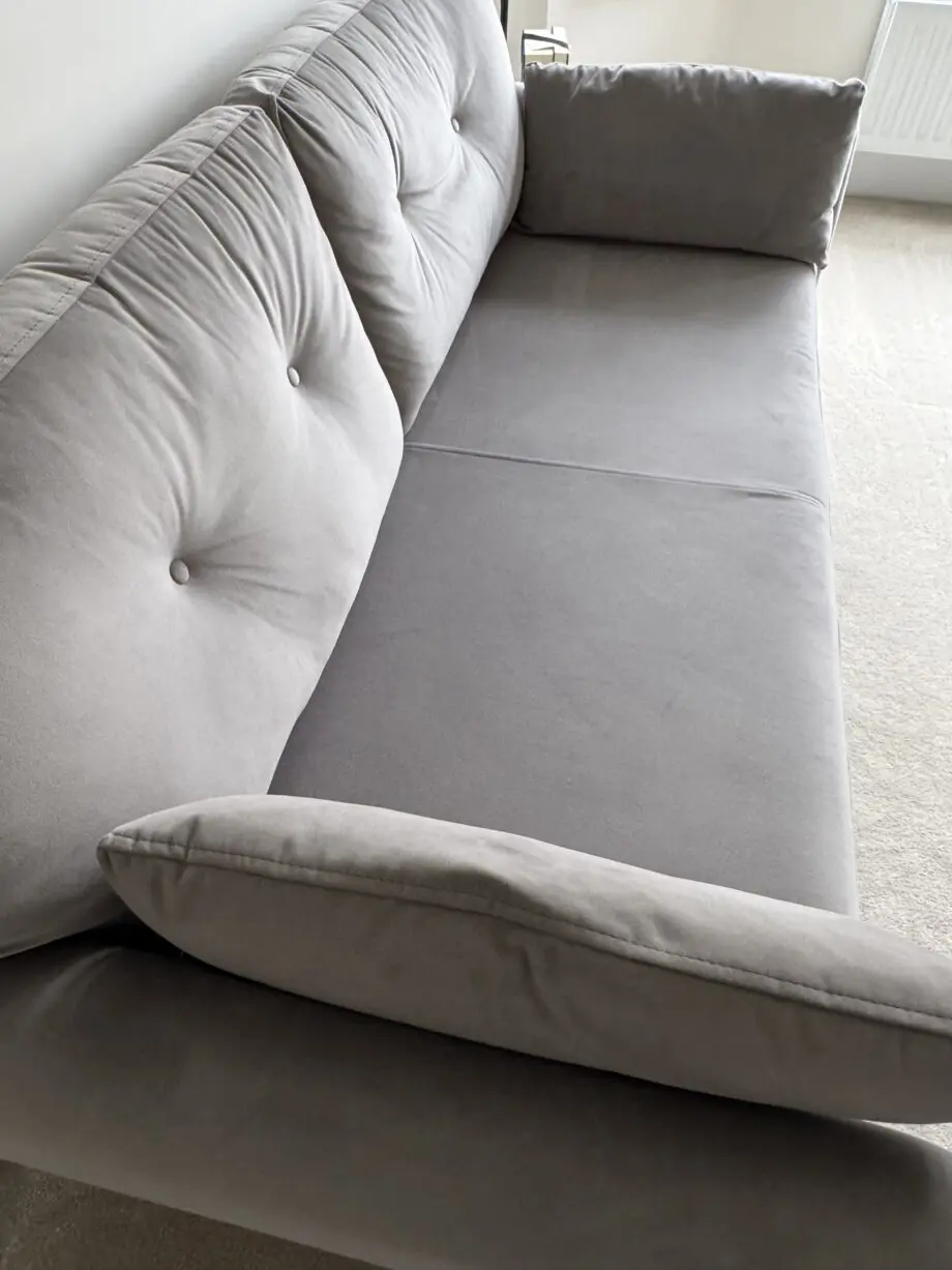 2 and 3 Seater Sofa Set - Next Grey Velvet Easy Clean Wilson Button Back