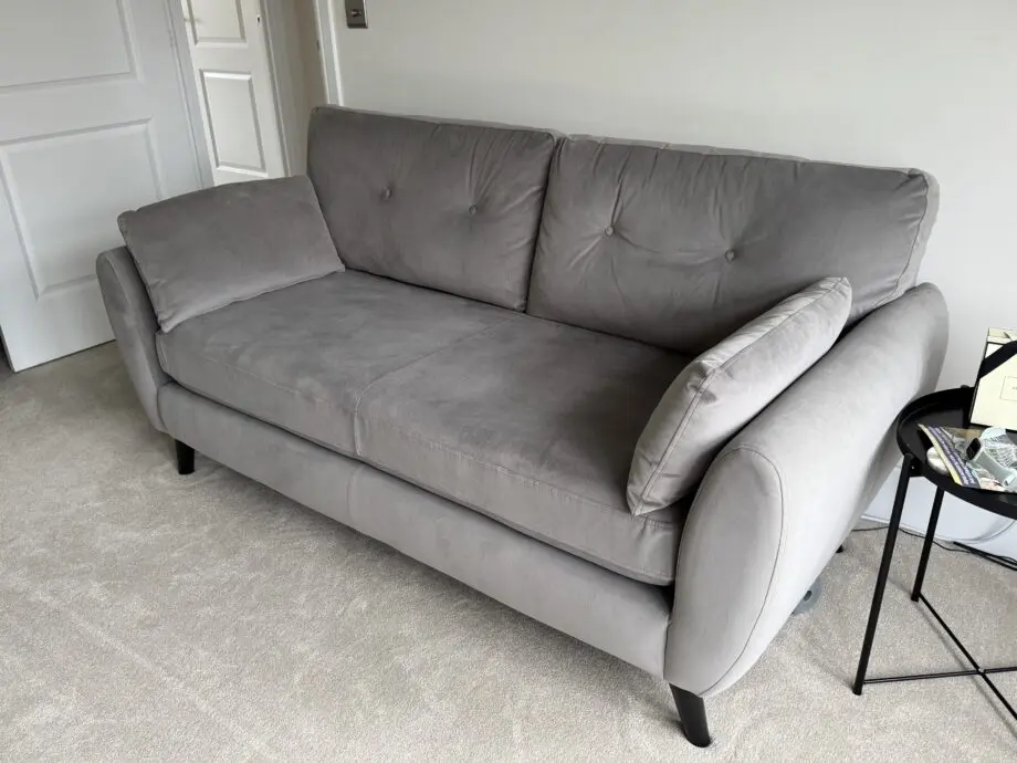 2 and 3 Seater Sofa Set - Next Grey Velvet Easy Clean Wilson Button Back