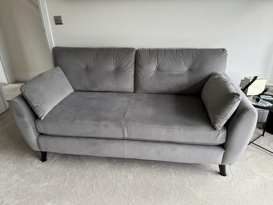 2 and 3 Seater Sofa Set - Next Grey Velvet Easy Clean Wilson Button Back