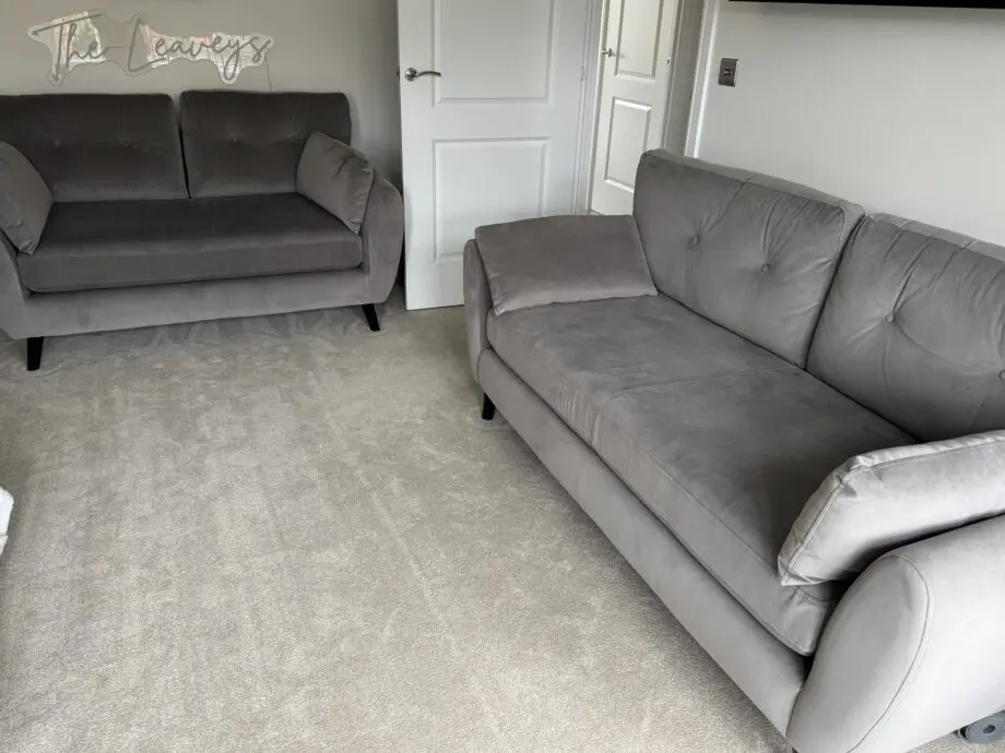 2 and 3 Seater Sofa Set - Next Grey Velvet Easy Clean Wilson Button Back