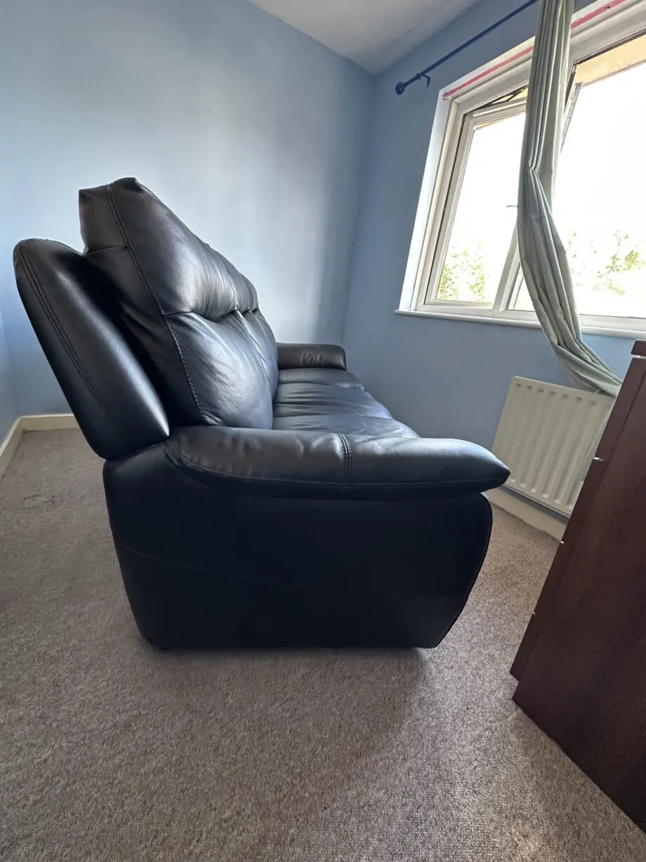 Black leather 3 seater sofa