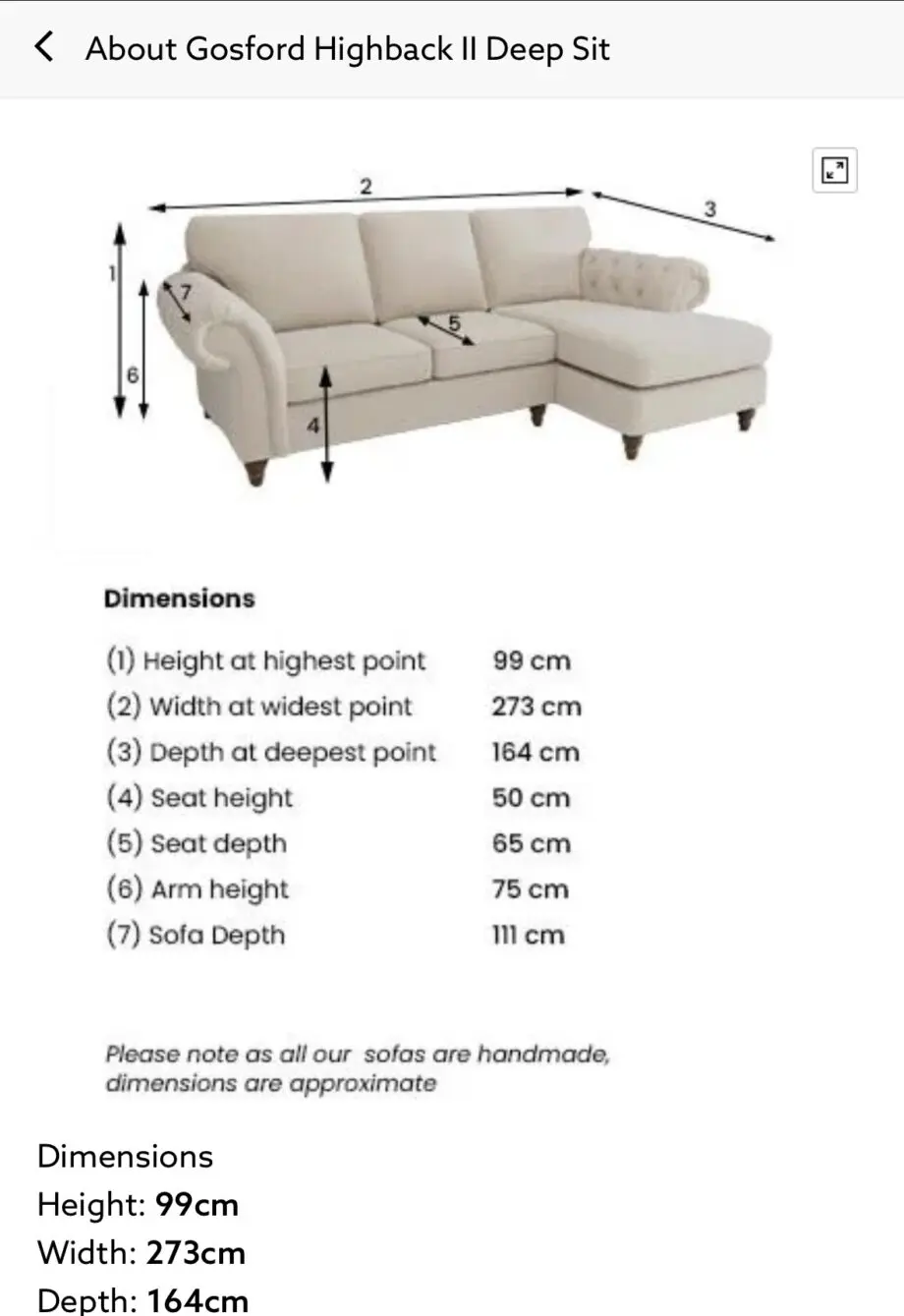 Next Gosford High Back Corner Sofa Grey