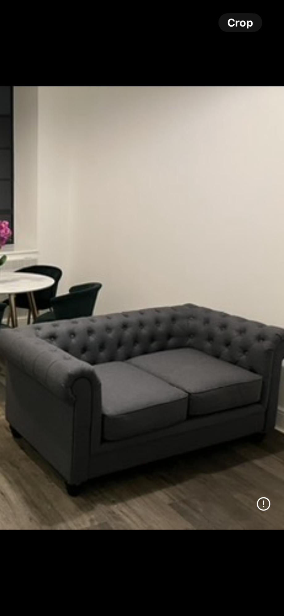 Charcoal grey 2 seater chesterfield sofa