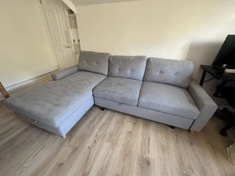 Left Facing Chaise Sofa Bed in Grey Linen